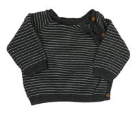 Tmavošedo-bílý pruhovaný svetr Tu