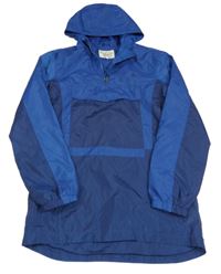 Tmavomodro-modrá šusťáková větrovka s kapsou a kapucí Penquin