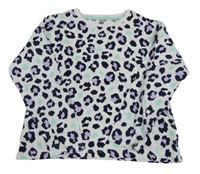 Bílo-lila-tmavomodré leopardí pyžamové triko F&F