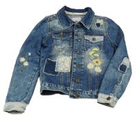 Modrá riflová bunda s kytičkami Mantaray