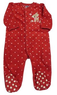 Červeno-bílý puntíkatý fleecový overal s laní M&Co.