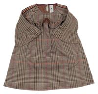 Šedo-béžovo-červené vzorované úpletové šaty C&A