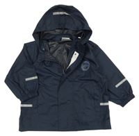 Tmavomodrá šusťáková nepromokavá bunda s potiskem a kapucí Impidimpi