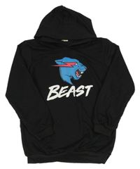 Černá lehká mikina s potiskem a kapucí