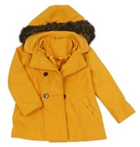 Pomerančový flaušový podšitý kabát s kapucí Dunnes