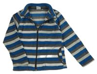 Modro-šedá pruhovaná fleecová propínací mikina Impidimpi