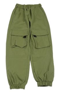 Khaki lehké cuff cargo kalhoty 