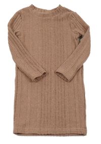 Růžovo-šedé melírované žebrované úpletové šaty Shein