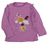 Fialové triko s květy a volánky Nutmeg