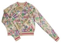 Světlerůžovo-barevný květovaný saténový crop bomber H&M