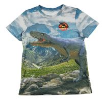 Modro-zelené tričko s dinosaurem