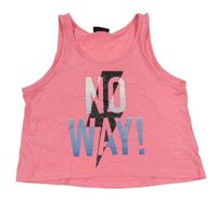 Růžový crop top s nápisem Page one young