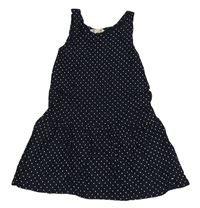 Tmavomodré puntíkované bavlněné šaty H&M
