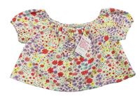 Smetanovo-barevná kytičkovaná crop halenka Matalan 