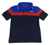 Tmavomodro-modro-červené polo tričko 