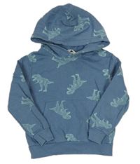 Modrá mikina s dinosaury a kapucí H&M