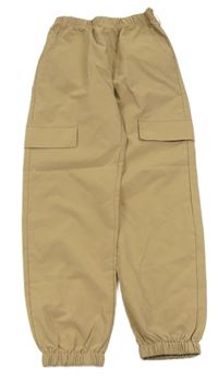 Béžové šusťákové cargo cuff kalhoty Shein