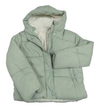 Světlezleená šusťáková prošívaná zimní bunda s kapucí George 