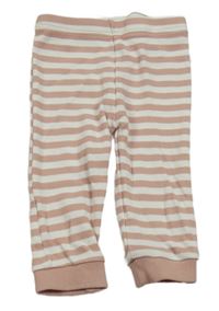 Starorůžovo-bílé pruhované žebrované tepláky 