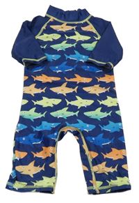 Tmavomodrý UV overal se žraloky Peacocks