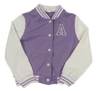 Levandulovo-bílá propínací baseballová mikina s písmenkem Shein