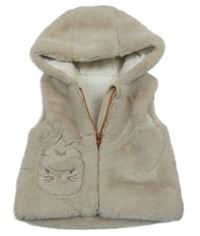 Béžová kožešinová zateplená vesta s kapucí Nutmeg