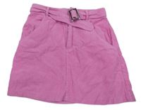 Růžová manšestrová sukně s páskem 