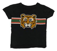 Černé tričko s tygrem a proužky Next