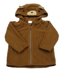 Hnědá fleecová propínací mikina s kapucí - medvěd H&M