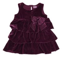 Švestkové sametové vrstvené šaty s mašlí F&F