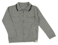 Šedý propínací svetr s límečkem a kapsami George 