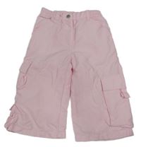 Světlerůžové šusťákové široké kalhoty s kapsami Baby World 