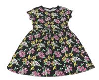 Černé bavlněné šaty s květy Y.F.K.