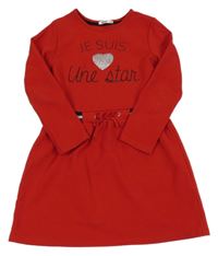 Červené  šaty s nápisem Gémo