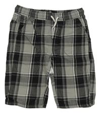 Černo-šedé kostkované plátěné kraťasy C&A