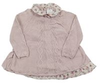 Světlerůžové svetrové šaty s límečkem Shabby Chic