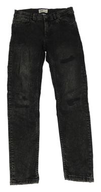 Černé skinny fit rifle s dírami na kolenou Zara