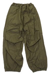 Khaki plátěné cargo cuff kalhoty Gémo