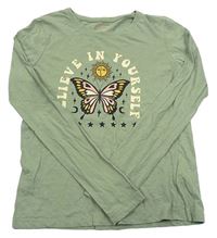 Khaki triko s motýlkem a nápisem PRIMARK
