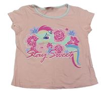 Světlerůžovo-mátové tričko s pony 