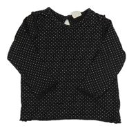 Černošedé puntíkaté triko s volánky H&M