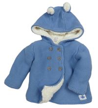 Modrý propínací zateplený svetr s dinosaurem a kapucí John Lewis