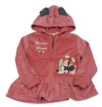 Jahodová plyšová propínací mikina s Minnie a kapucí zn. Disney
