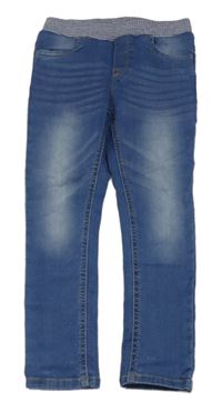 Modré skinny teplákové rifle s úpletovým pasem MANGUUN