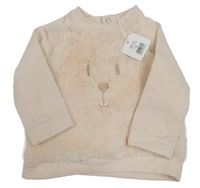 Nové - světlerůžová chlupato/tepláková mikina s medvídkem Deolinda 