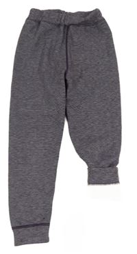 Tmavofialovo/tmavomodré melírované teplé tepláky 