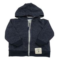 Tmavomodrá melírovaná propínací mikina s nášivkou a kapucí carter's