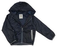 Tmavomodrá kostkovaná šusťáková jarní bunda s kapucí Rebel