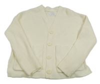 Smetanový žebrovaný propínací svetr ZARA