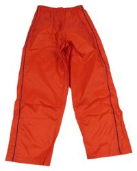 Červené šusťákové nepromokavé kalhoty s pruhem